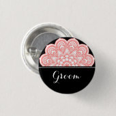 Groom Wedding Mandala Art Button (Vorne & Hinten)