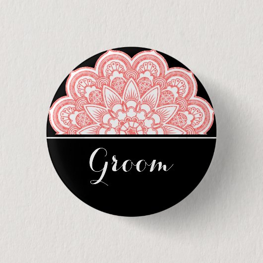 Groom Wedding Mandala Art Button (Vorderseite)