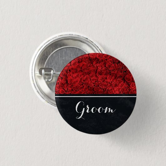 Groom Wedding Rote Rosen Button (Vorne & Hinten)