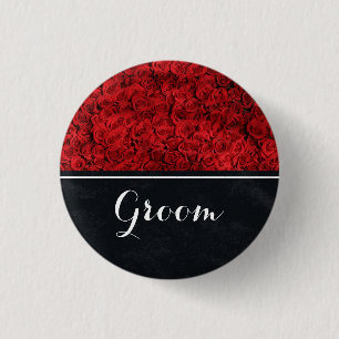 Groom Wedding Rote Rosen Button