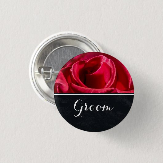 Groom Wedding Rote Rosen Button (Vorne & Hinten)
