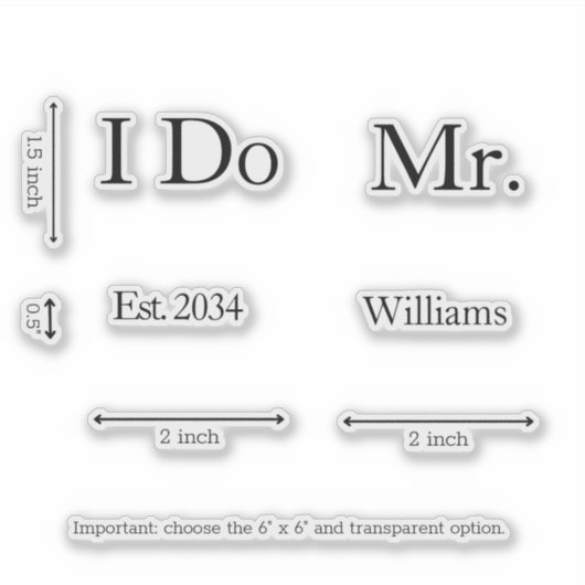Groom Wedding Schuhe Custom Mr. I Do Vinyl Sticker (Vorderseite)