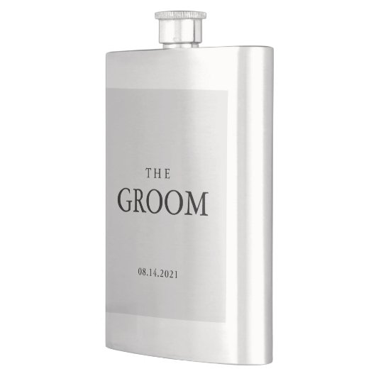 Groom Wedding Simple Classic Black Flachmann (Links)