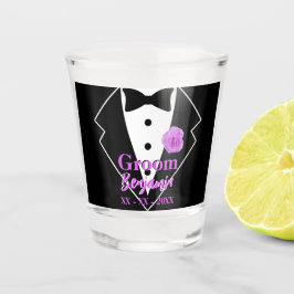 Groom Wedding Tuxedo Lavender Blume Personalisiert Schnapsglas