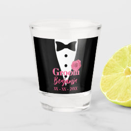 Groom Wedding Tuxedo Pibnk Blume Personalisiert Schnapsglas