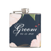 Groom Whiskey Flask Baby Pink Cosmos auf Weiß Flachmann (Vorderseite)