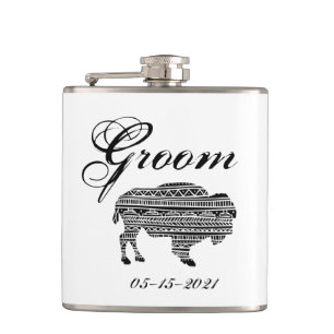 Groom Whiskey Flask Boho Buffalo Tribal Muster Bo Flachmann