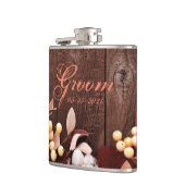 Groom Whiskey Flask Cotton Branch auf Dunkelholz S Flachmann (Links)