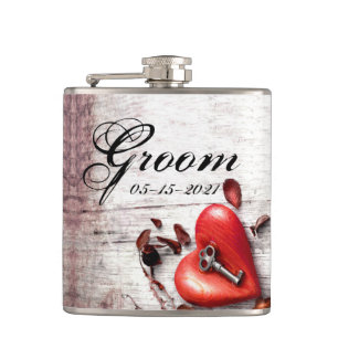 Groom Whiskey Flask Country Holzschlüssel für mein Flachmann
