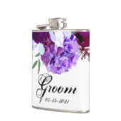 Groom Whiskey Flask Lavender Hibiskus auf Weiß Flachmann (Links)