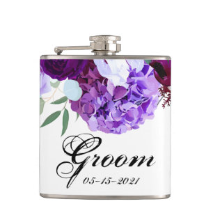 Groom Whiskey Flask Lavender Hibiskus auf Weiß Flachmann