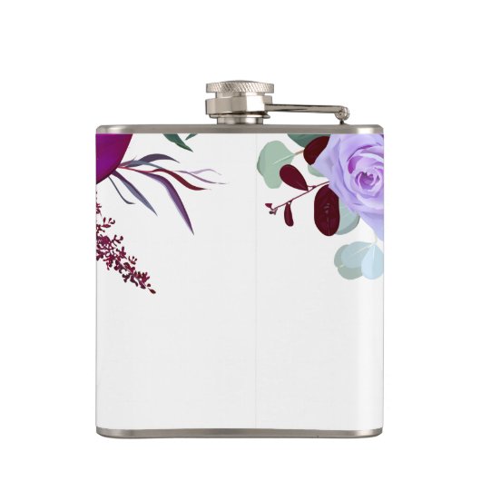 Groom Whiskey Flask Lavender Hibiskus auf Weiß Flachmann (Rückseite)