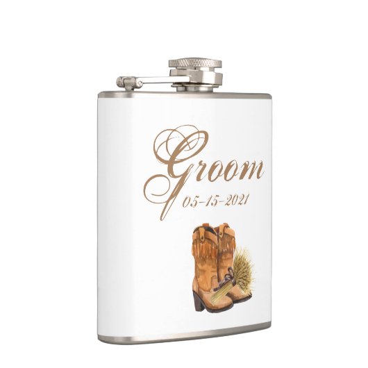 Groom Whiskey Flask Summer Country Hochzeit rustik Flachmann (Rechts)