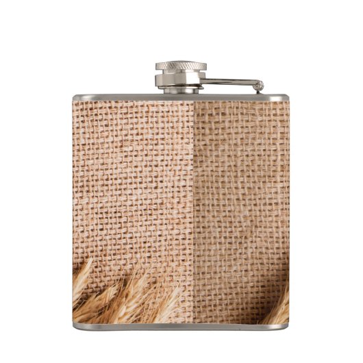 Groom Whiskey Flask Wheat on Burlap Sack Country R Flachmann (Rückseite)