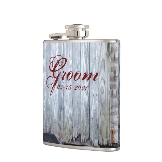 Groom Whiskey Flask White Wash Holz Barn Dose Coun Flachmann (Links)