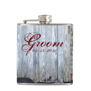 Groom Whiskey Flask White Wash Holz Barn Dose Coun Flachmann