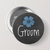 Groom Wild Blue Rose Chalkboard Button (Vorne & Hinten)