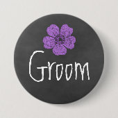 Groom Wild Lila Rose Chalkboard Button (Vorderseite)