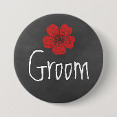 Groom Wild Rote Rosen Chalkboard Button (Vorderseite)