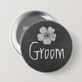 Groom Wild White Roses Chalkboard Button (Vorne & Hinten)