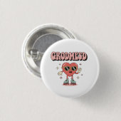 Groomed Cool Heart Character with Sunglasses on Ro Button (Vorne & Hinten)