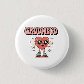 Groomed Cool Heart Character with Sunglasses on Ro Button