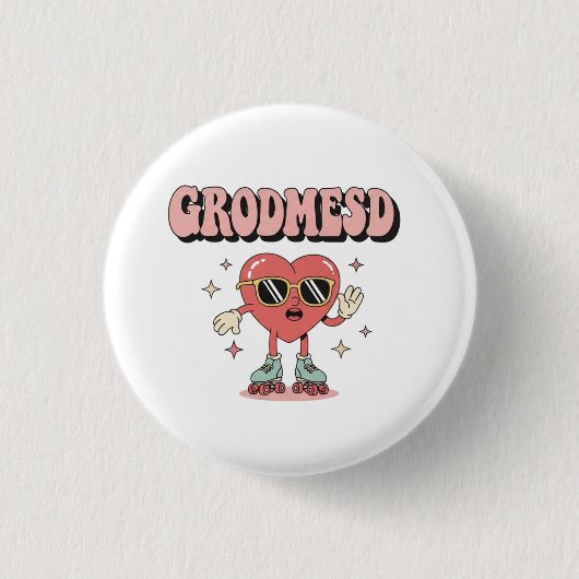 Groomed Cool Heart Character with Sunglasses on Ro Button (Vorderseite)