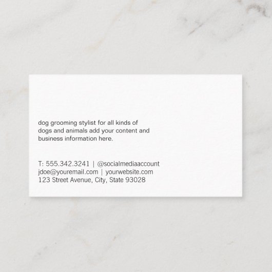 Groomer Cutting Hunde Hair Visitenkarte (Rückseite)