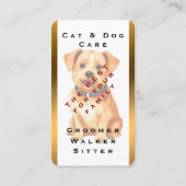 Grooming Pet Personalized Gold Elegant Collection Visitenkarte (Rückseite)
