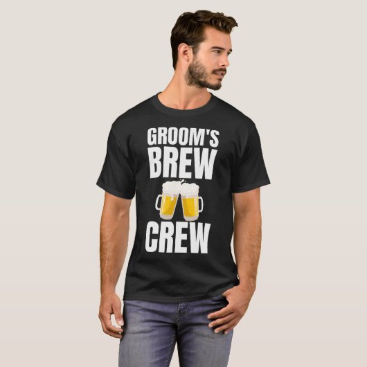 Groom's Brew Crew Funny Bachelor Party Bier T-Shirt (Vorne ganz)
