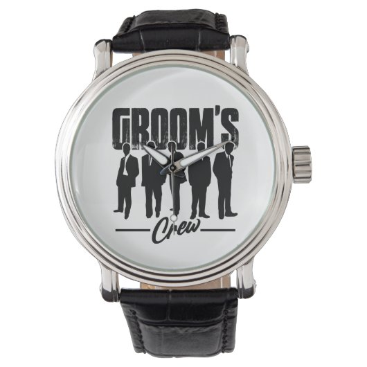 Grooms Crew Bachelor Party Trauzeugen Geschenk Armbanduhr (Vorderseite)