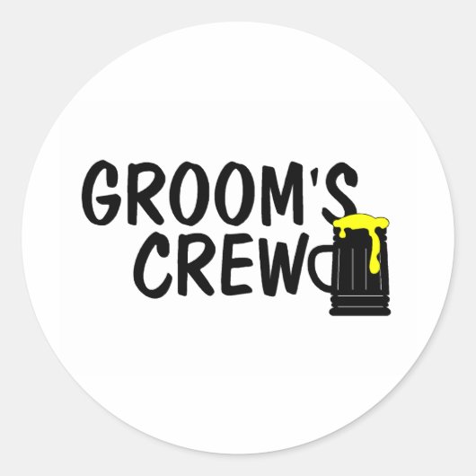 Grooms Crew Beer Runder Aufkleber (Vorderseite)