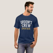 „Groom's Crew – Open Bar“ Junggesellen T-Shirt (Vorne ganz)