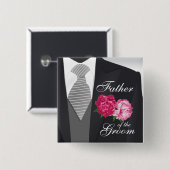Grooms Hochzeitsfeier - Rosa Blümchen Button (Vorne & Hinten)