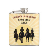Groom's letzte Rodeo Sunset Trauzeuge Bachelor Par Flachmann (Vorderseite)