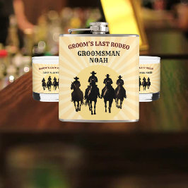 Groom's letzte Rodeo Sunset Trauzeuge Bachelor Par Flachmann