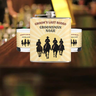 Groom's letzte Rodeo Sunset Trauzeuge Bachelor Par Flachmann
