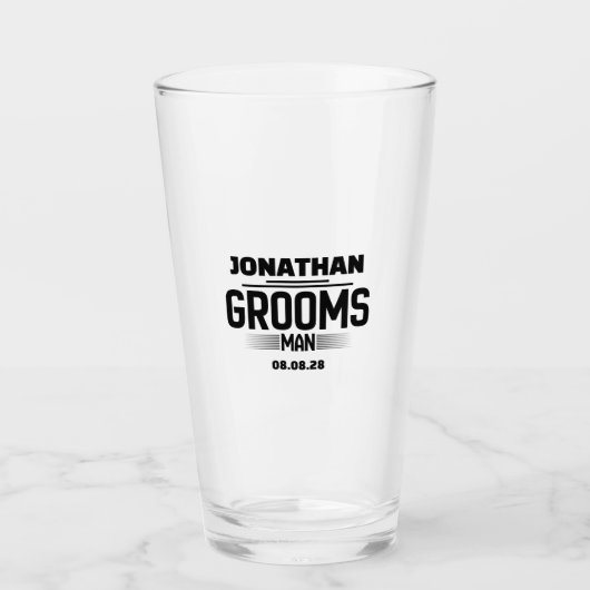 Grooms Man Bachelor Party Gastgeschenk Hochzeit Be Glas (Vorderseite)