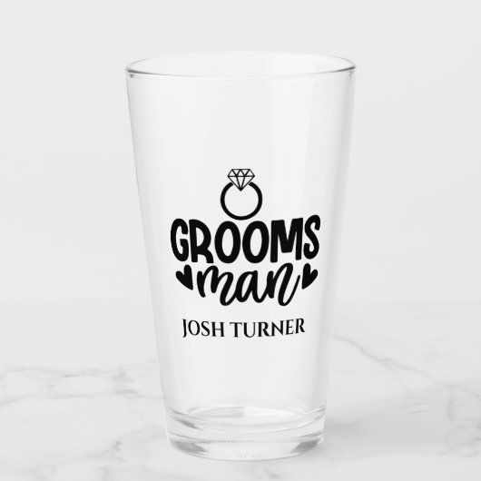 Grooms Man Custom Typografy Hochzeit Glas (Vorderseite)