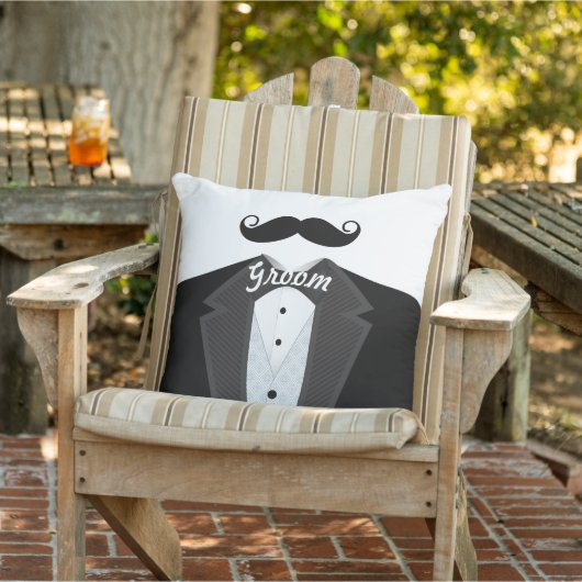 Groom's Mustache Tuxedo Schwarze Krawatte Kissen (Stuhl )
