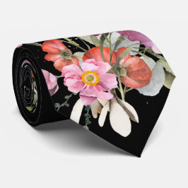 Grooms Pink Wedding Floral Bouquet auf schwarz Krawatte