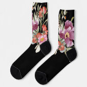 Grooms Pink Wedding Floral Bouquet auf schwarz Socken (Linkes Detail)