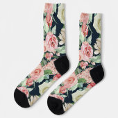 Grooms Pink Wedding Floral Bouquet auf schwarz Socken (Linkes Detail)