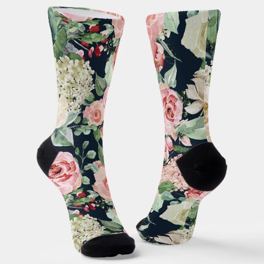 Grooms Pink Wedding Floral Bouquet auf schwarz Socken (Gewinkelt)