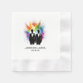 Grooms Rainbow Burst Wedding Serviette (Vorderseite)