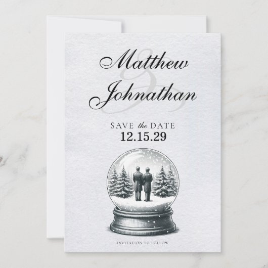 Grooms Snow Globe Save The Date (Vorderseite)