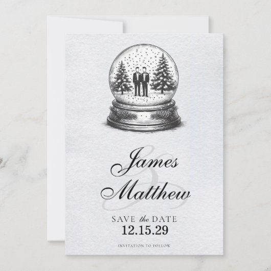 Grooms Snow Globe Save The Date (Vorderseite)