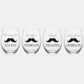 Groom's Team Name Mustache Wedding Date Weinglas Ohne Stiel (Vorderseite)
