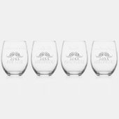 Groom's Team Name Mustache Wedding Date Weinglas Ohne Stiel (Hinten)