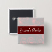 "Groom's Vater" - Rote Rose Bouquet (2) Button (Vorne & Hinten)